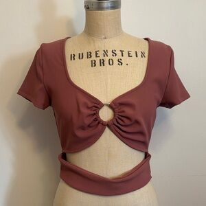 Simons Dusty Rose Ring Accent Crop Top